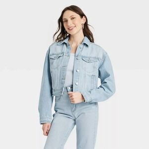Women's Cropped Trucker Jacket Light Wash XS – Universal Thread New With Tags